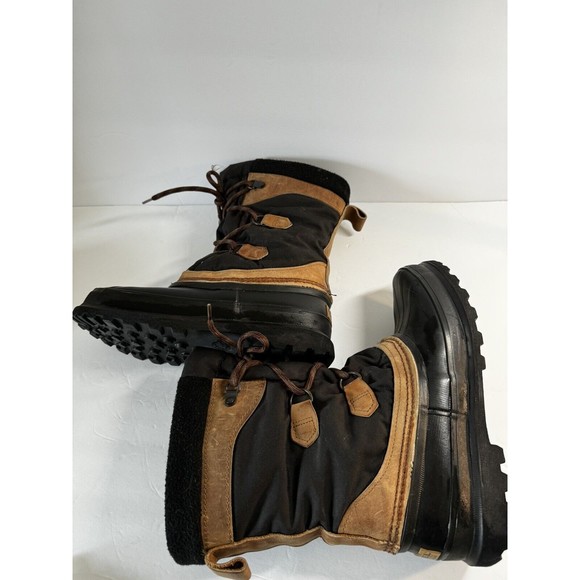 Sorel Kaufman Caribou Snow Boots Made in Canada Women's US 8 Excellent Black Tan - Picture 5 of 12